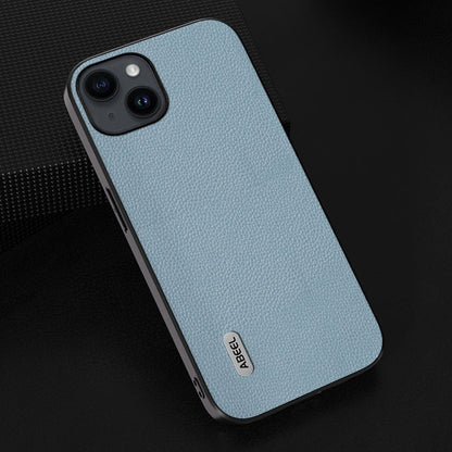 Avelena | iPhone 14 ABEEL Schwarzer Rand Echtes Leder Mino Handytasche- Blau