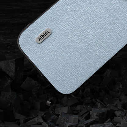 Avelena | iPhone 14 ABEEL Schwarzer Rand Echtes Leder Mino Handytasche- Blau