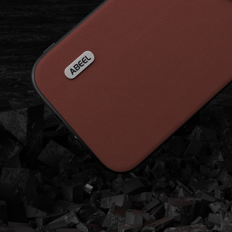 Avelena | Iphone 14 Plus Abeel Echtes Leder Seidenweich Schwarze Kante Handyhülle - Kaffee