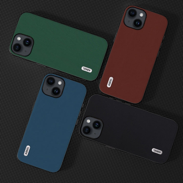 Avelena | Iphone 14 Plus Abeel Echtes Leder Seidenweich Schwarze Kante Handyhülle - Kaffee