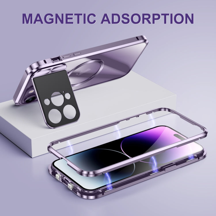 Avelena | iPhone 14 Große Fenster Halterung MagSafe Magnetisches Metall Telefongehäuse - Silber