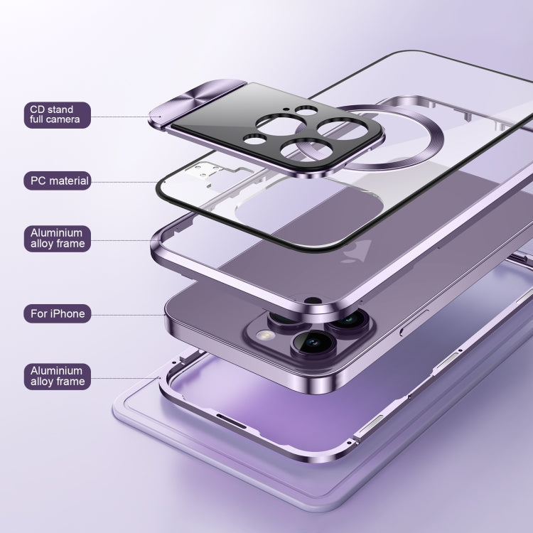 Avelena | iPhone 14 Große Fenster Halterung MagSafe Magnetisches Metall Telefongehäuse - Silber