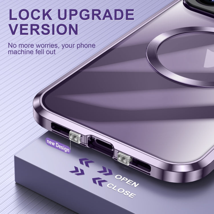 Avelena | iPhone 14 Große Fenster Halterung MagSafe Magnetisches Metall Telefongehäuse - Silber
