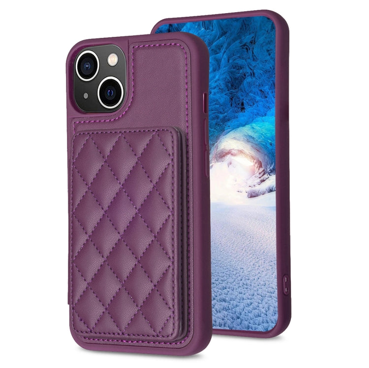 Avelena | Iphone 14 Plus Bf25 Quadrat Karo Karten Tasche Halter Handy Hülle - Dunkel Lila