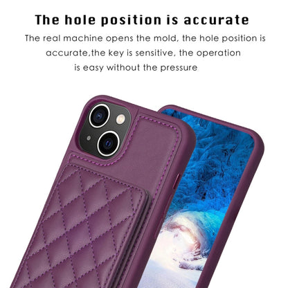 Avelena | Iphone 14 Plus Bf25 Quadrat Karo Karten Tasche Halter Handy Hülle - Dunkel Lila