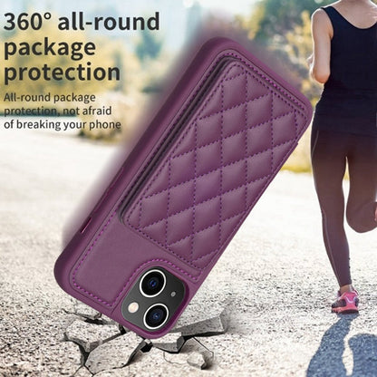 Avelena | Iphone 14 Plus Bf25 Quadrat Karo Karten Tasche Halter Handy Hülle - Dunkel Lila