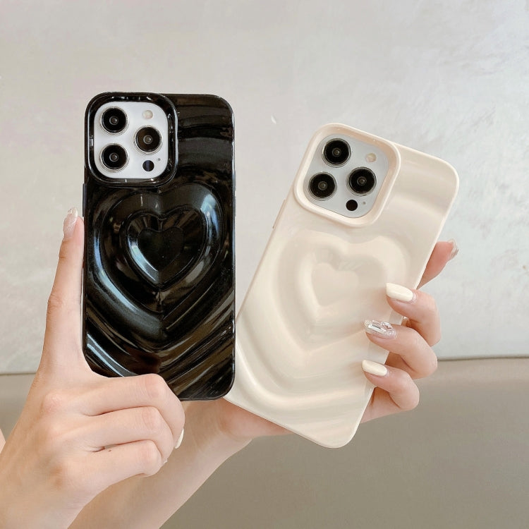 Avelena | iPhone 14 3D Love Pattern Handyhülle - Creme Weiß