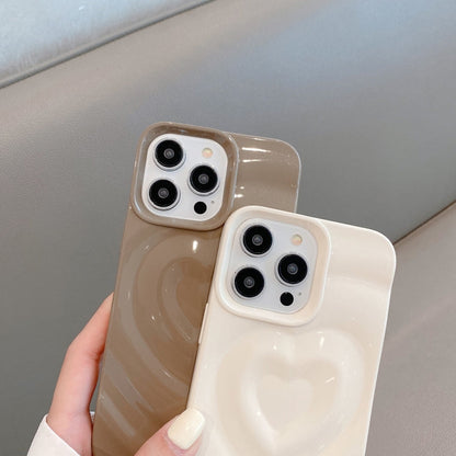 Avelena | iPhone 14 3D Love Pattern Handyhülle - Creme Weiß
