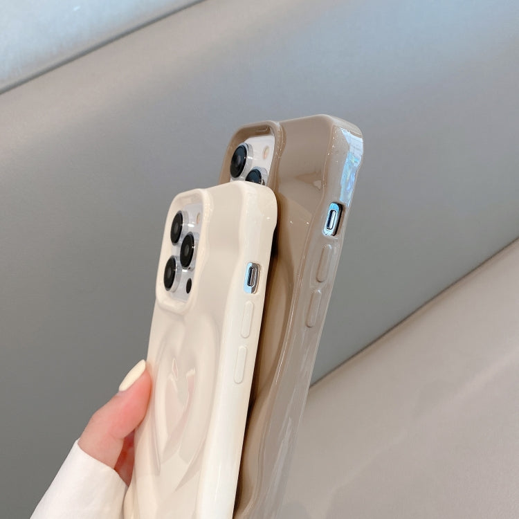 Avelena | iPhone 14 3D Love Pattern Handyhülle - Creme Weiß