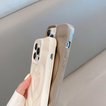 Avelena | iPhone 14 3D Love Pattern Handyhülle - Creme Weiß