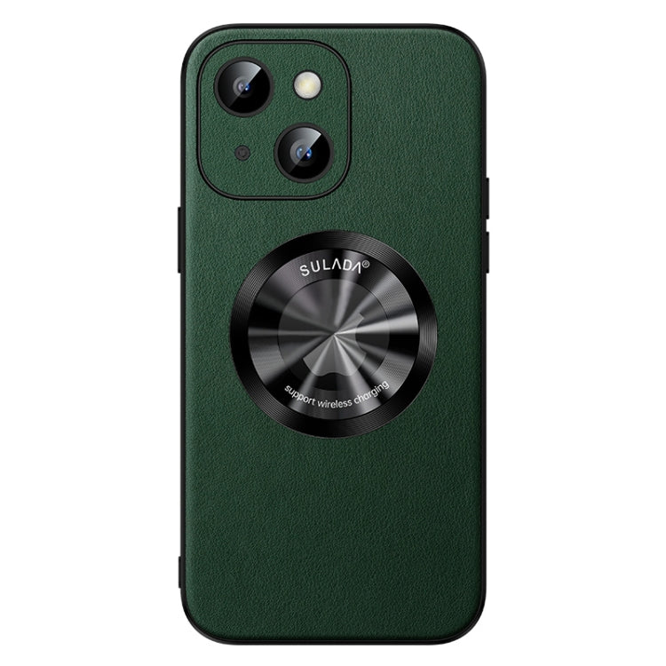 Avelena | Iphone 14 Plus Sulada Mikrofaser-Leder Magsafe Magnet Handyhülle - Grün