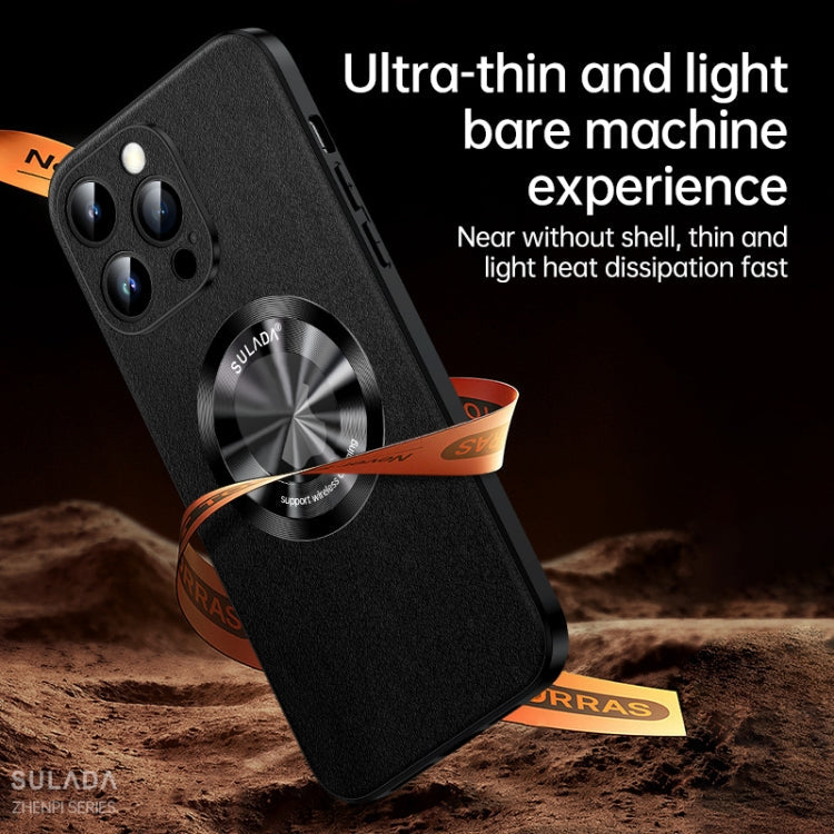 Avelena | Iphone 14 Plus Sulada Mikrofaser-Leder Magsafe Magnet Handyhülle - Grün