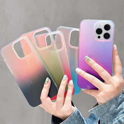 Avelena | iPhone 14 Doppelseitige IMD Laser Gradient PC Handyhülle - Lila