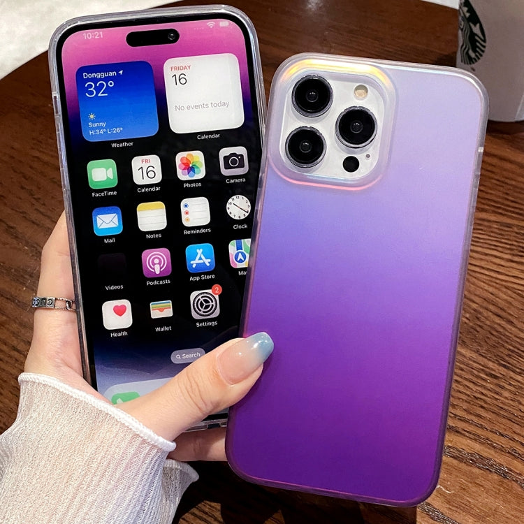 Avelena | iPhone 14 Doppelseitige IMD Laser Gradient PC Handyhülle - Lila