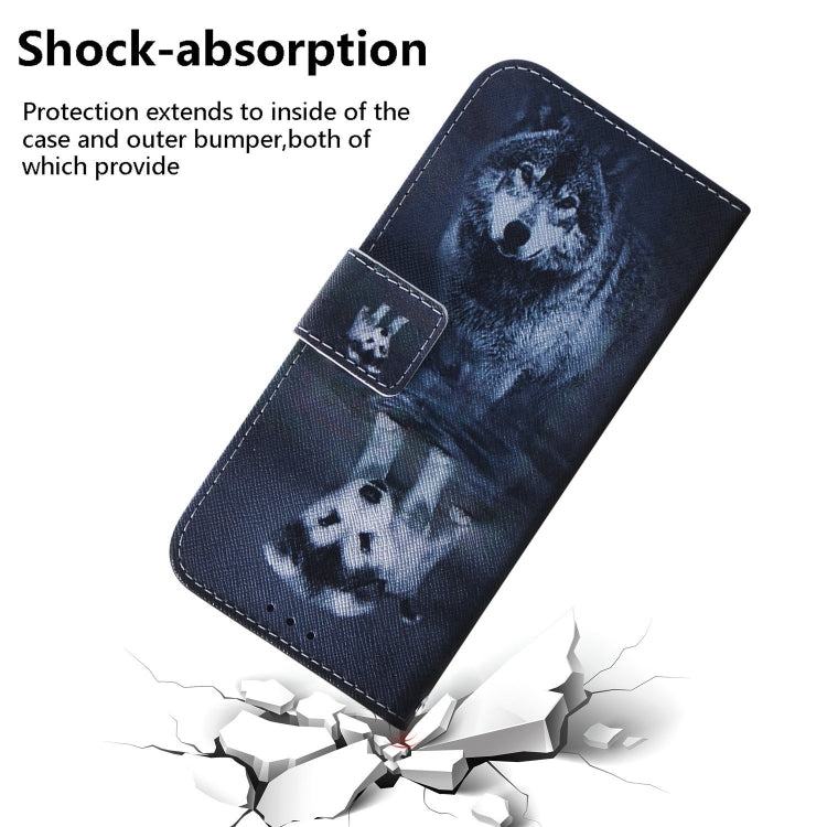 Avelena | iPhone 15 Farbige Zeichnung Flip Leder Handyhülle - Wolf und Hund