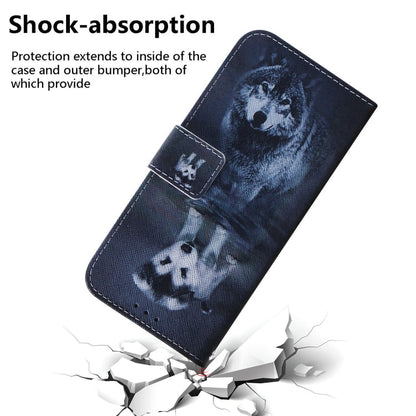 Avelena | iPhone 15 Farbige Zeichnung Flip Leder Handyhülle - Wolf und Hund