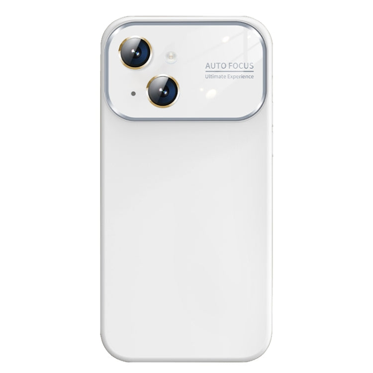 Avelena | iPhone 14 Flüssigsilikon Große Glasfenster Handyhülle - Weiß