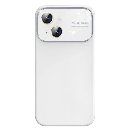 Avelena | iPhone 14 Flüssigsilikon Große Glasfenster Handyhülle - Weiß