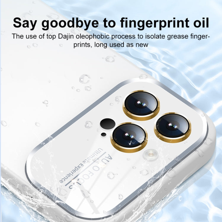 Avelena | iPhone 14 Flüssigsilikon Große Glasfenster Handyhülle - Weiß