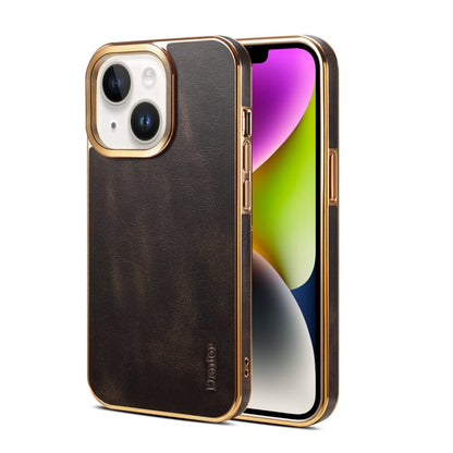 Avelena | Iphone 14 Plus Denior Öl Wachs Rindsleder Plating Handyhülle - Schwarz