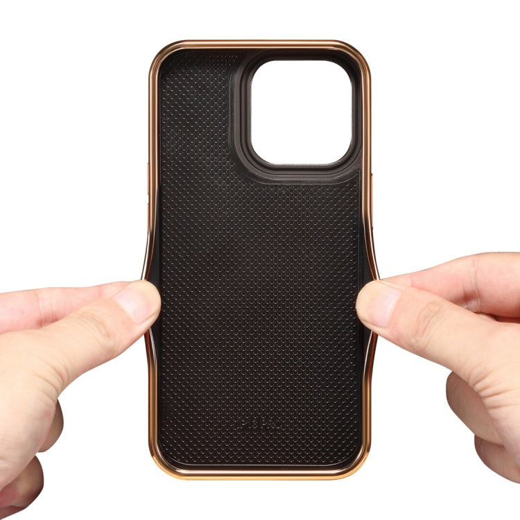 Avelena | Iphone 14 Plus Denior Öl Wachs Rindsleder Plating Handyhülle - Schwarz