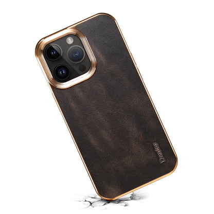 Avelena | Iphone 14 Plus Denior Öl Wachs Rindsleder Plating Handyhülle - Schwarz