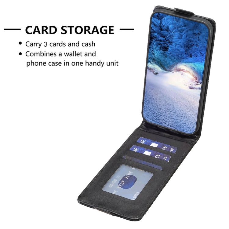 Avelena | iPhone 15 Diamond Lattice Vertikales Flip Leder Handyhülle - Schwarz