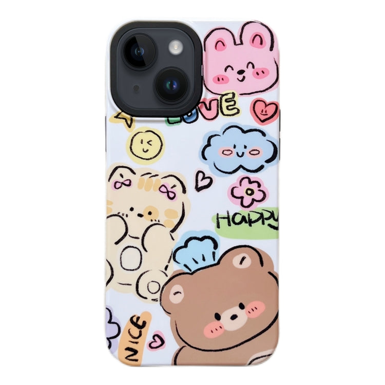Avelena | iPhone 14 2 in 1 PC + TPU stoßfeste Handytasche - Bär