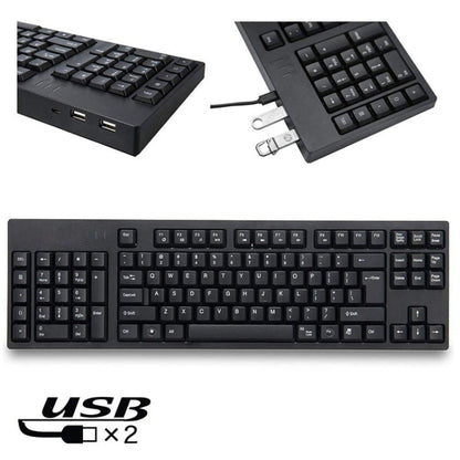 Avelena | Verdrahtete USB-Linkshänder-Tastatur mit Dual-HUB-Funktion (Schwarz)