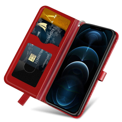 Avelena | iPhone 15 Lebensbaum Prägungsmuster Leder Handyhülle - Rot