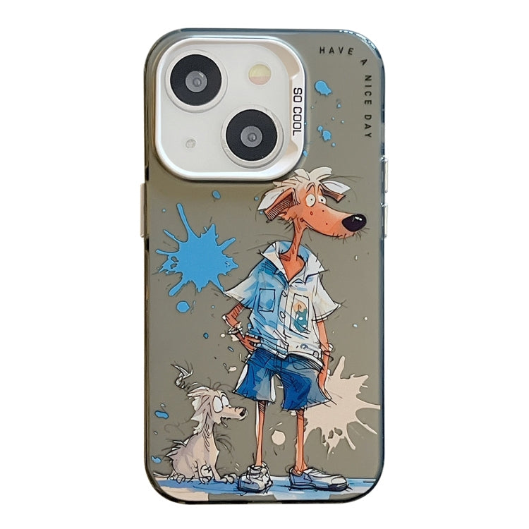 Avelena | iPhone 14 Tiermuster Ölmalerei Serie PC + TPU Handyhülle - Wolf