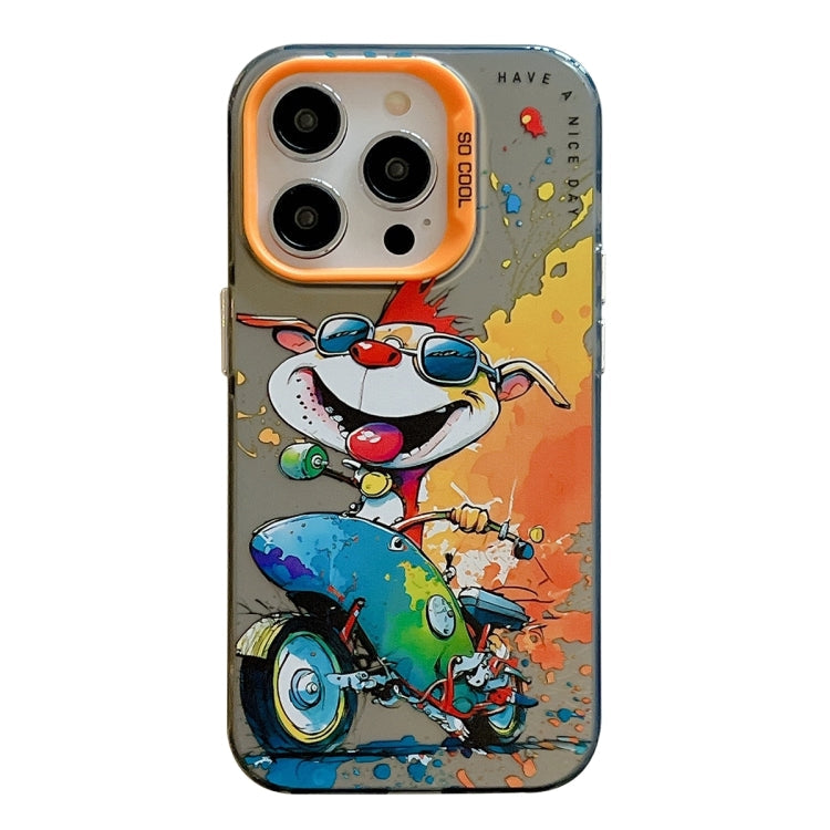 Avelena | Iphone 15 Pro Tiermuster Ölmalerei Serie Pc + Tpu Handytasche - Motorrad Hund