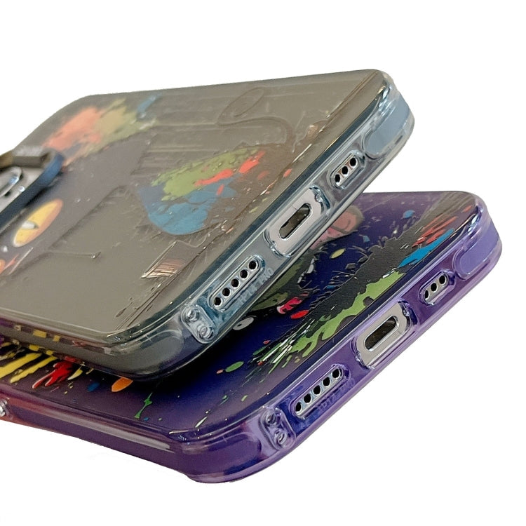 Avelena | iPhone 14 Tiermuster Ölgemälde-Serie PC + TPU Handyhülle - Glücklicher Affe