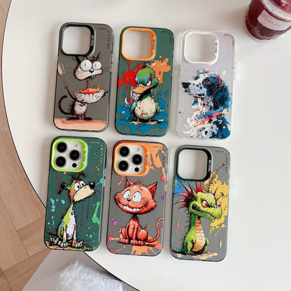 Avelena | iPhone 14 Tiermuster Ölmalerei Serie PC + TPU Handyhülle - Wolf