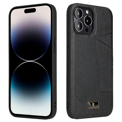 Avelena | Iphone 15 Pro Fierre Shann Leder Struktur Handyhülle - Ox Tendon Schwarz