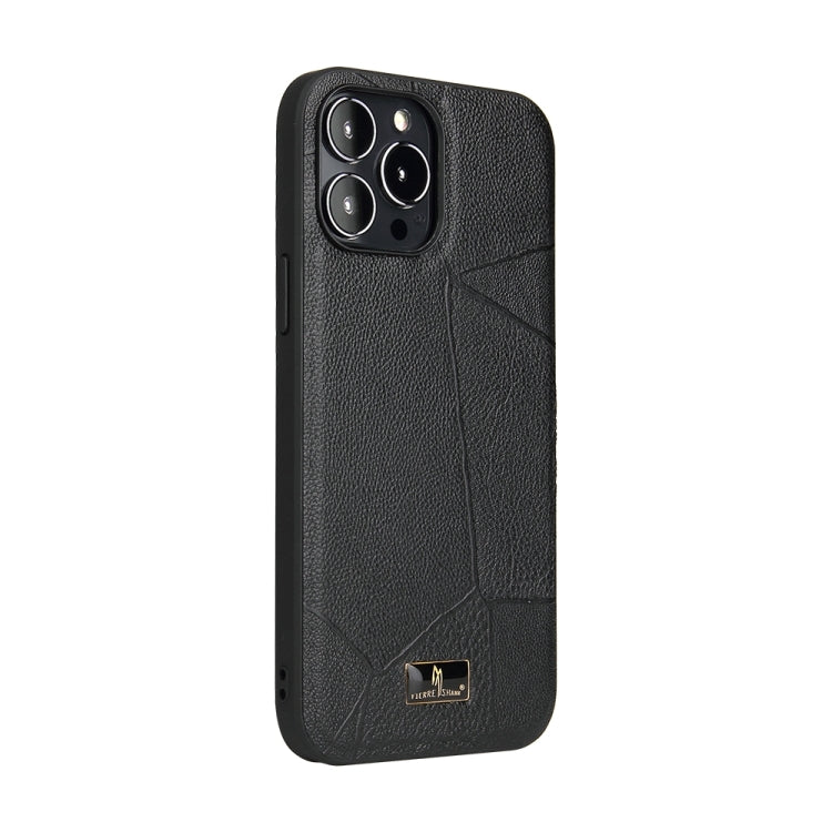 Avelena | Iphone 15 Pro Fierre Shann Leder Struktur Handyhülle - Ox Tendon Schwarz