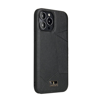 Avelena | Iphone 15 Pro Fierre Shann Leder Struktur Handyhülle - Ox Tendon Schwarz