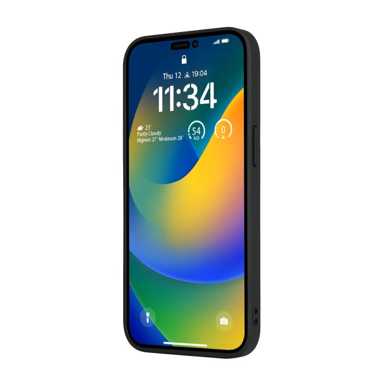 Avelena | Iphone 15 Pro Fierre Shann Leder Struktur Handyhülle - Ox Tendon Schwarz