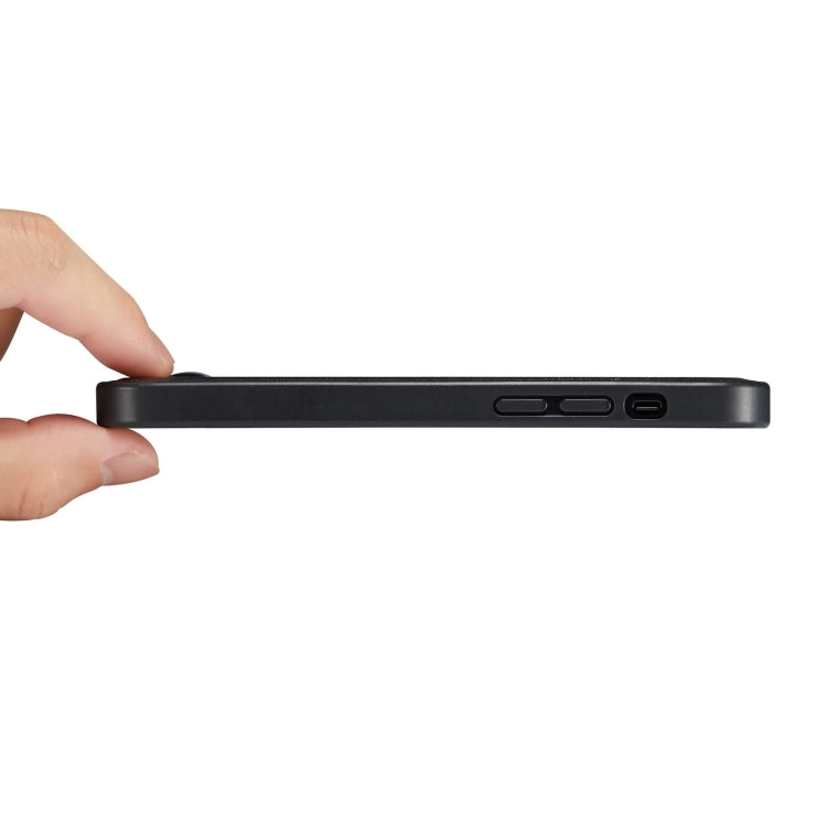 Avelena | Iphone 15 Pro Fierre Shann Leder Struktur Handyhülle - Ox Tendon Schwarz
