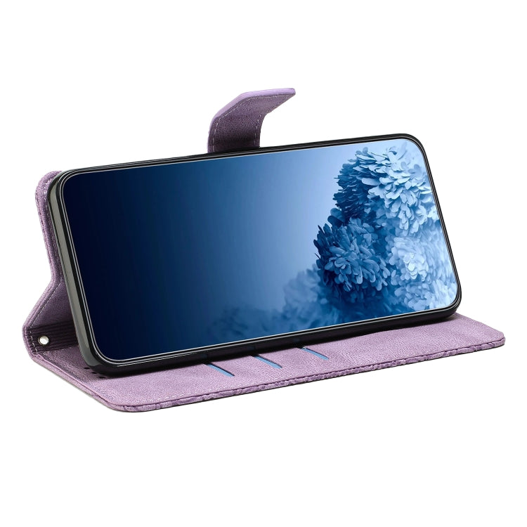 Avelena | Iphone 15 Pro Mandala Prägung Flip Leder Handyhülle - Lila