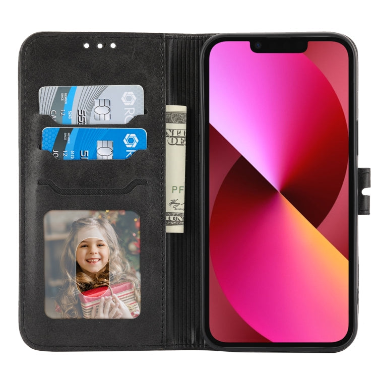 Avelena | iPhone 15 Prägung Happy Cat Muster Flip Leder Handyhülle - Schwarz
