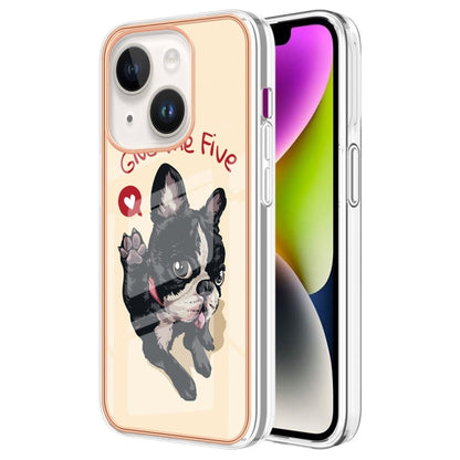 Avelena | iPhone 15 elektroplattierte Marmor Dual-Side IMD Handyhülle - Lucky Dog