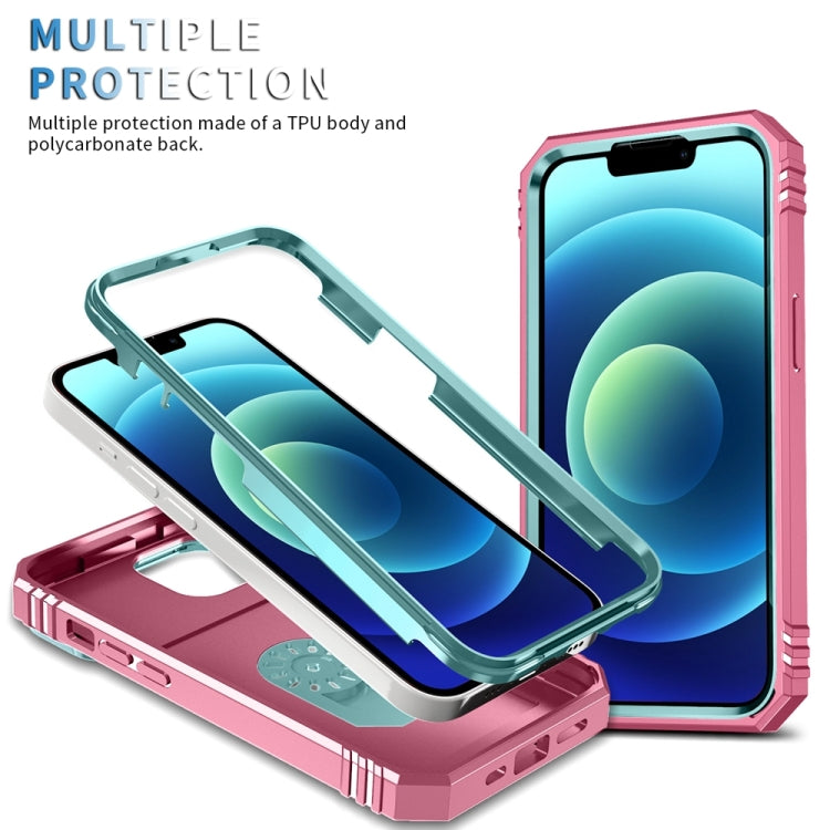 Avelena | iPhone 15 Sliding Camshield Halterung Handytasche - Grün+Rosa