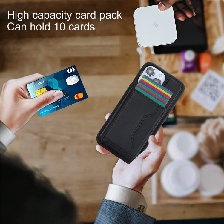 Avelena | Iphone 15 Pro Rfid Diebstahlschutz Abnehmbares Kartenetui Leder Handyhülle - Schwarz