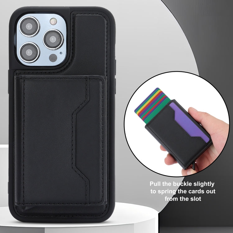 Avelena | Iphone 15 Pro Rfid Diebstahlschutz Abnehmbares Kartenetui Leder Handyhülle - Schwarz