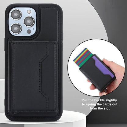 Avelena | Iphone 15 Pro Rfid Diebstahlschutz Abnehmbares Kartenetui Leder Handyhülle - Schwarz