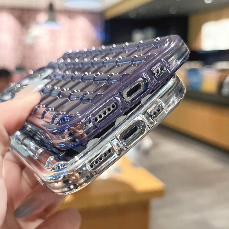 Avelena | iPhone 14 Pro elektroplattierte glasierte Fliesen TPU Telefonhülle - Lila