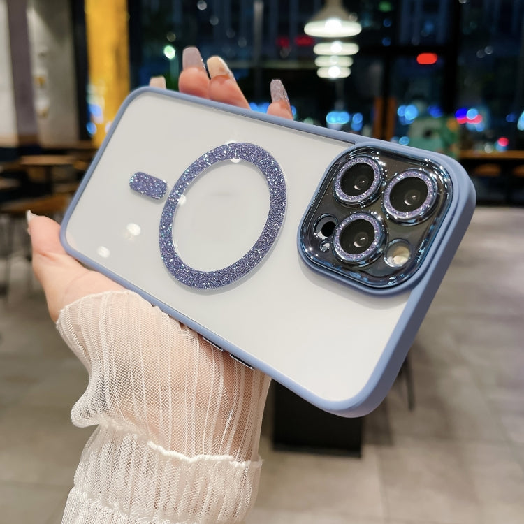 Avelena | iPhone 14 MagSafe Gradient Color Glitter TPU + Acryl Handyhülle mit Objektivfolie - Grün