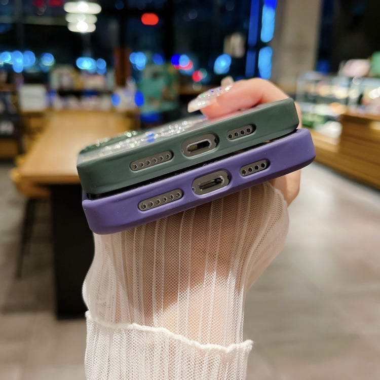 Avelena | iPhone 14 MagSafe Gradient Color Glitter TPU + Acryl Handyhülle mit Objektivfolie - Grün