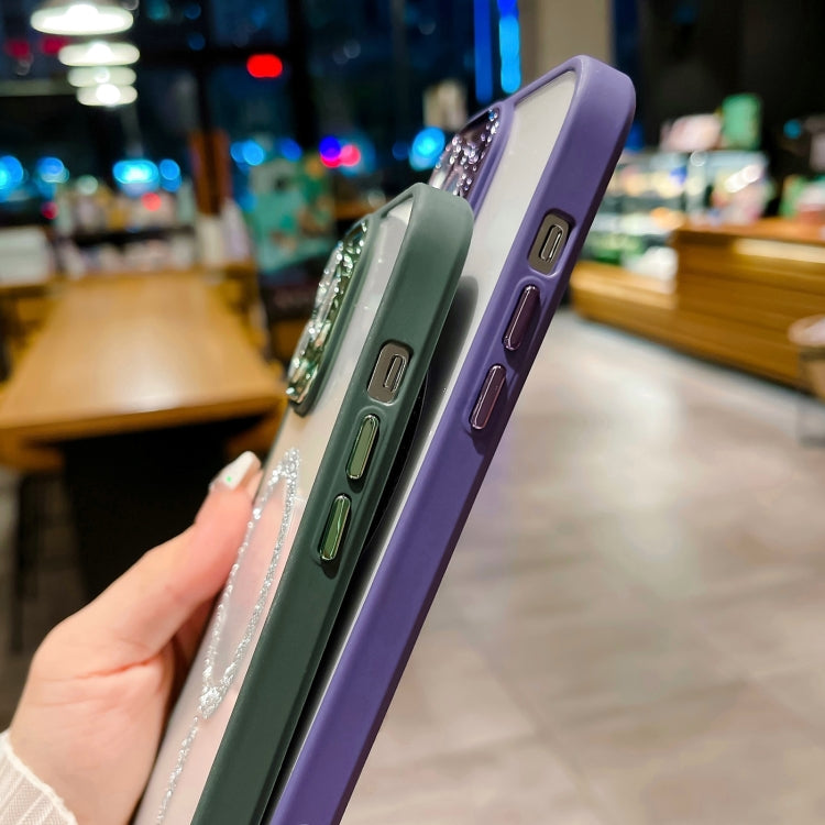 Avelena | iPhone 14 MagSafe Gradient Color Glitter TPU + Acryl Handyhülle mit Objektivfolie - Grün
